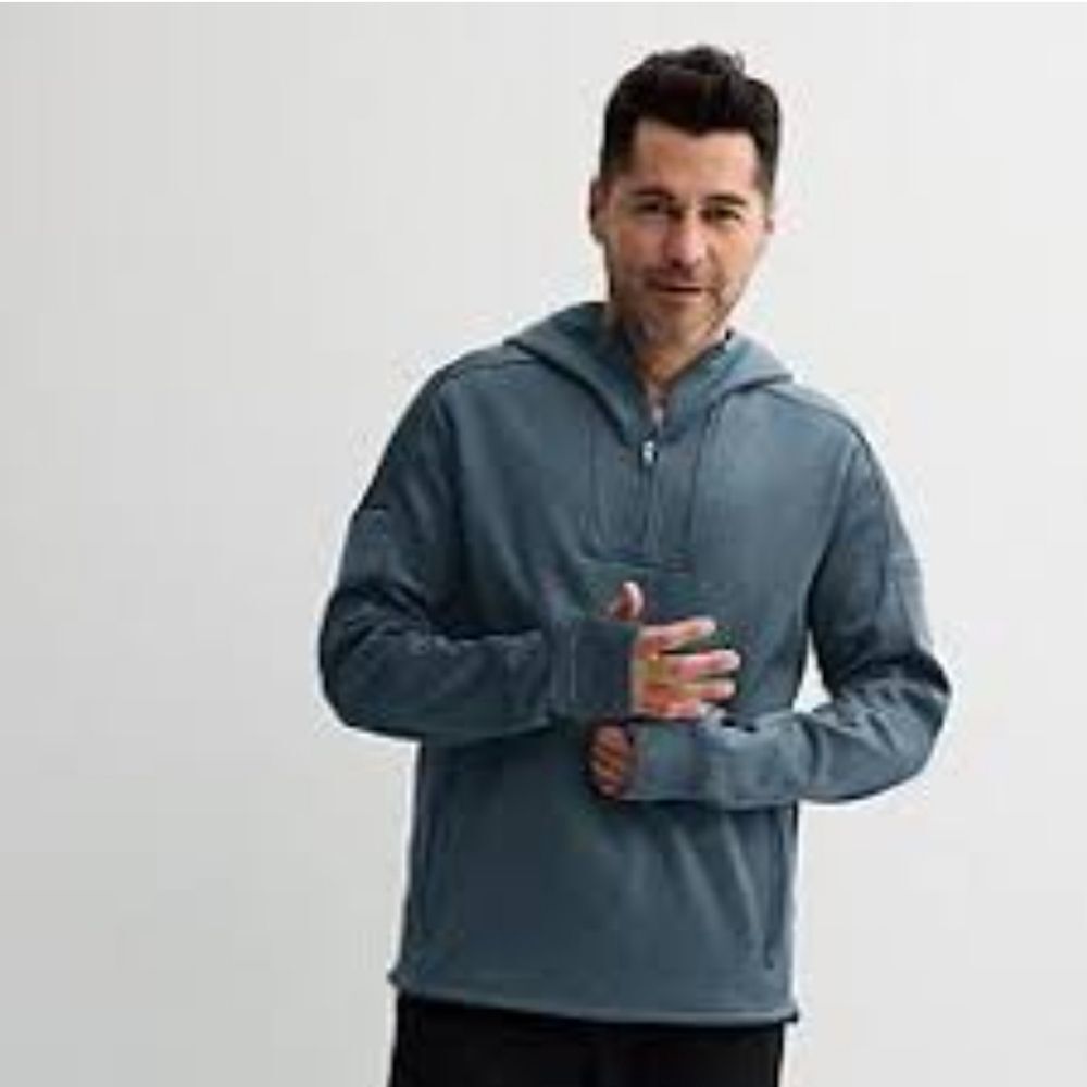 🩵NWT Tek Gear Blue Half Zip Performance Fleece Hoodie Men's Large